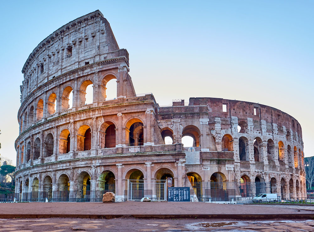 Colosseum at sunrise in Rome