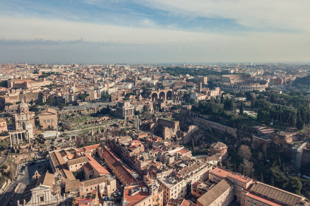 Vue aérienne sur la ville de Rome