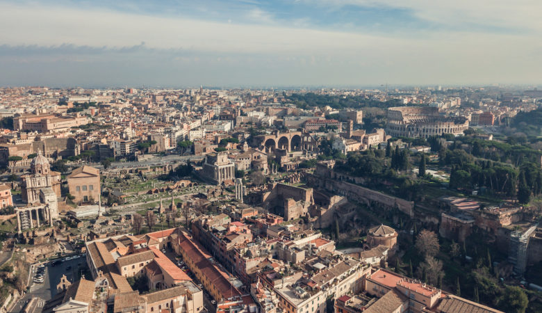 Vue aérienne sur la ville de Rome