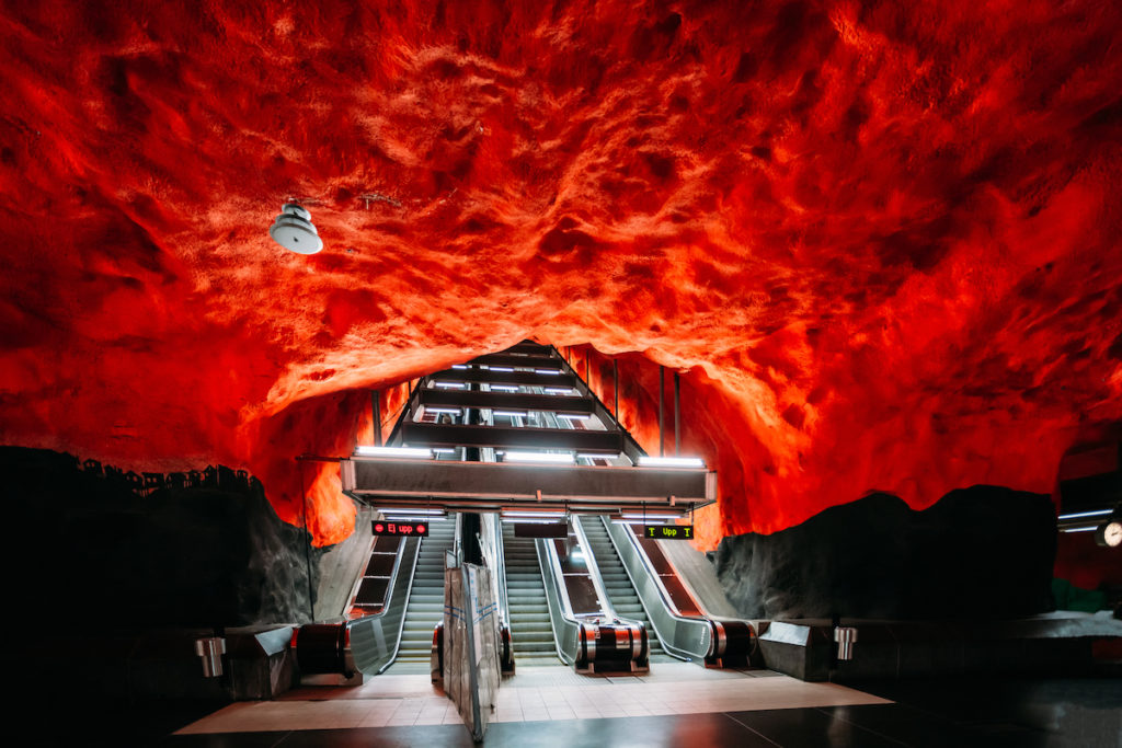 Exemple d'une station de métro à Stockholm